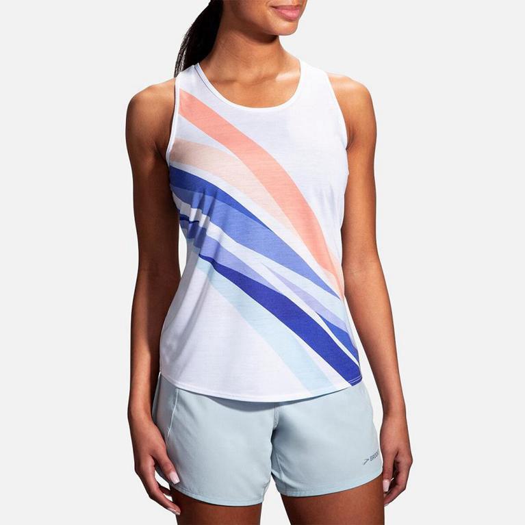 Brooks DISTANCE Running Tank Top Womens Online - White (TIN205694)